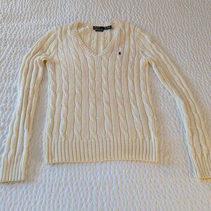 Polo Ralph Lauren Pima Cotton Sweater ivory color Cable-Knit Pullover Preppy